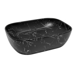 Umyvadlo na desku SAT Infinitio 45,5x32,5 cm mramor černá mat bez přepadu SATINF4532MRBKM