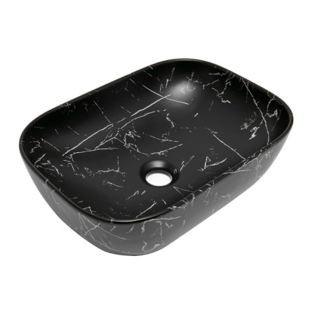 Umyvadlo na desku SAT Infinitio 45,5x32,5 cm mramor černá mat bez přepadu SATINF4532MRBKM
