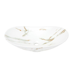 Umyvadlo na desku SAT Infinitio 61,5x36 cm mramor bílý mat bez přepadu SATINF61536MR