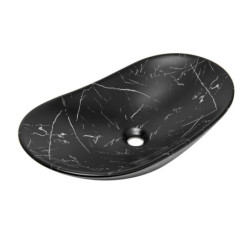 Umyvadlo na desku SAT Infinitio 61,5x36 cm černý matný mramor, bez přepadu SATINF61536MRBKM
