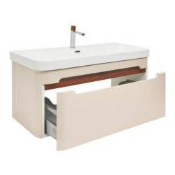 Koupelnová skříňka s umyvadlem a baterií SAT Fusion 97,5x43x45 cm pískově béžová mat SATFUSION100BEMWBA