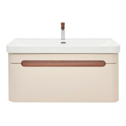 Koupelnová skříňka s umyvadlem a baterií SAT Fusion 97,5x43x45 cm pískově béžová mat SATFUSION100BEMWBA