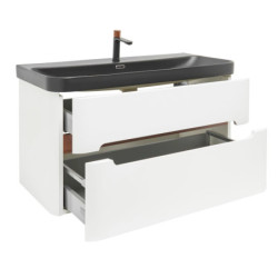 Koupelnová skříňka s umyvadlem a baterií SAT Fusion 97,5x53x45 cm bílá matná mat SATFUSION2100WBKMBA