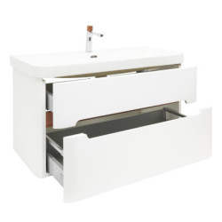 Koupelnová skříňka s umyvadlem a baterií SAT Fusion 97,5x53x45 cm bílá matná mat SATFUSION2100WMWBA