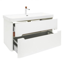 Koupelnová skříňka s umyvadlem a baterií SAT Fusion 97,5x53x45 cm bílá matná mat SATFUSION2100WUBA