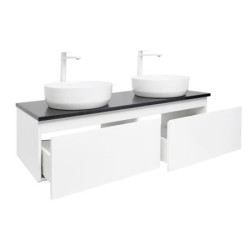 Koupelnová skříňka s kamennou krycí deskou SAT B-Way 119x30x45 cm bílá lesk BWAY120WU2B2B