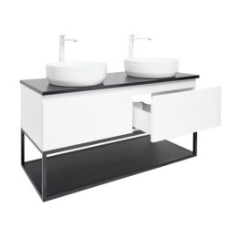 Koupelnová skříňka s žulovou krycí deskou SAT B-Way 119x30x45 cm bílá lesk BWAY120WZUBF