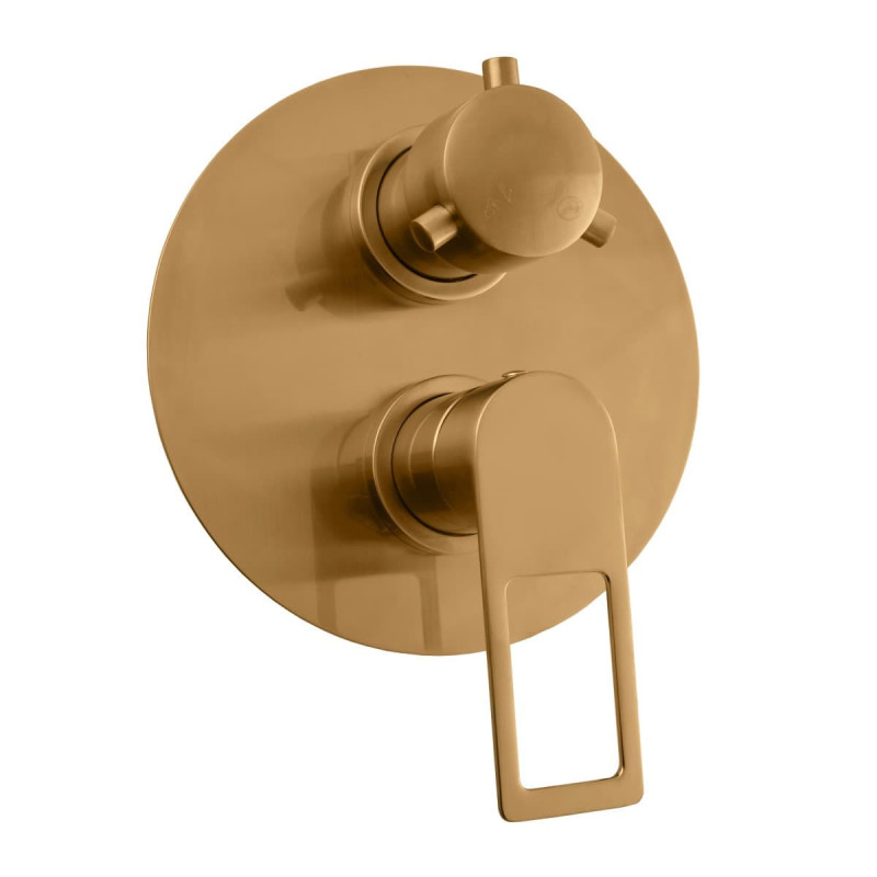 Sprchová a vanová baterie RAV SLEZÁK Nil včetně podomítkového tělesa kartáčovaná zlatá NL286KZK