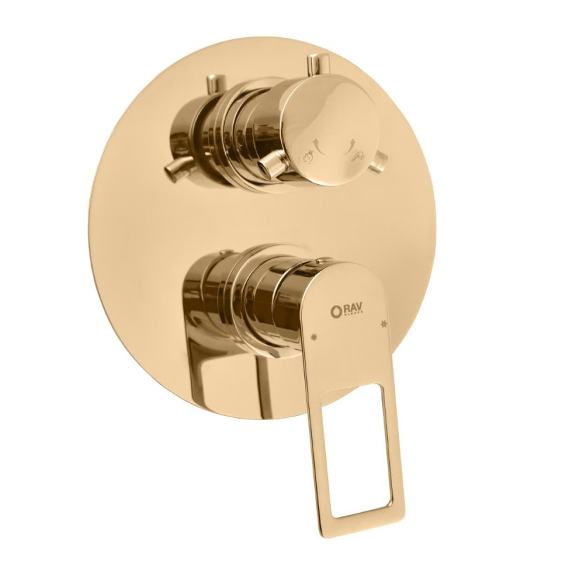 Sprchová a vanová baterie RAV SLEZÁK Nil včetně podomítkového tělesa zlatá NL286KZ