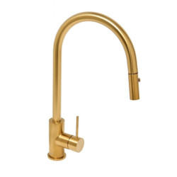 Dřezová baterie SAT Aurum s vytahovací sprškou, 2 proudy broušená zlatá SATBAUR286BG