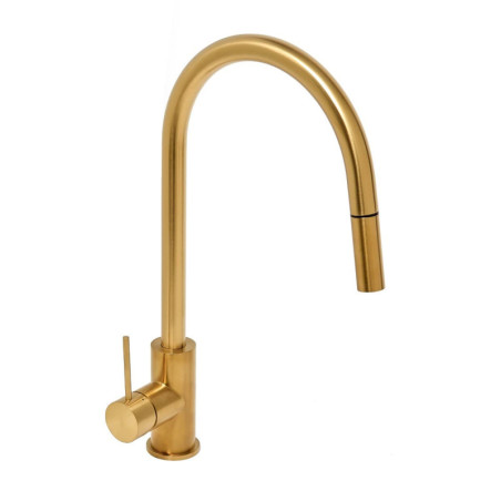 Dřezová baterie SAT Aurum s vytahovací sprškou, 2 proudy broušená zlatá SATBAUR286BG