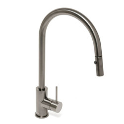 Dřezová baterie SAT Aurum s vytahovací sprškou, 2 proudy broušený gun metal SATBAUR286BGM