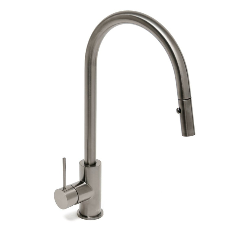 Dřezová baterie SAT Aurum s vytahovací sprškou, 2 proudy broušený gun metal SATBAUR286BGM