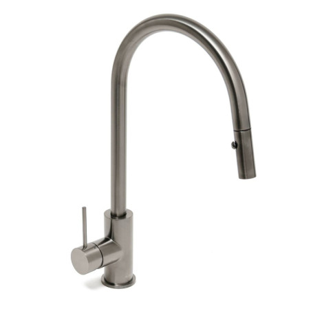 Dřezová baterie SAT Aurum s vytahovací sprškou, 2 proudy broušený gun metal SATBAUR286BGM