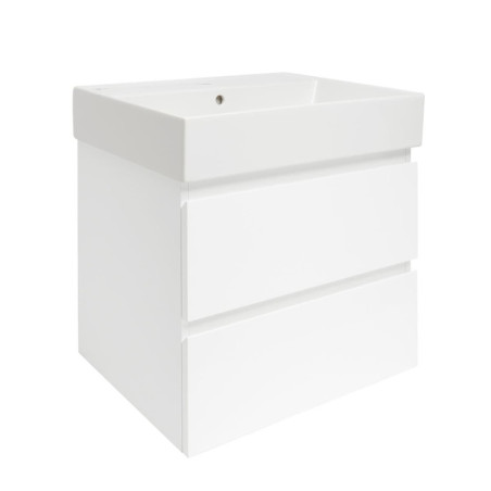 Koupelnová skříňka s keramickým umyvadlem SAT B-Way 59x50x45 cm bílý lesk BWAY260WU2BI