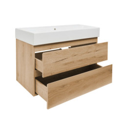 Koupelnová skříňka 2 zásuvková s umyvadlem SAT B-Way 99x50x45 cm dub mat BWAY2100OAKU2BI