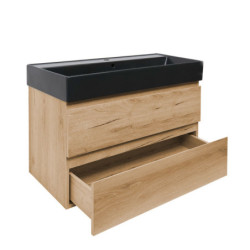 Koupelnová skříňka 2 zásuvková s umyvadlem SAT B-Way 99x50x45 cm dub mat BWAY2100OAKU2BB