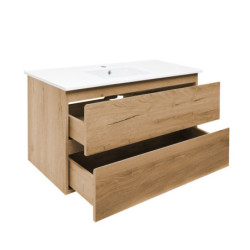 Koupelnová skříňka 2 zásuvková s keramickým umyvadlem SAT B-Way 99x50x45 cm dub mat BWAY2100OAKU4BI