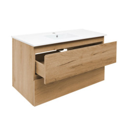 Koupelnová skříňka 2 zásuvková s keramickým umyvadlem SAT B-Way 99x50x45 cm dub mat BWAY2100OAKU4BI