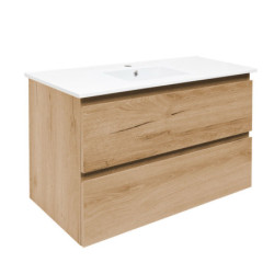 Koupelnová skříňka 2 zásuvková s keramickým umyvadlem SAT B-Way 99x50x45 cm dub mat BWAY2100OAKU4BI