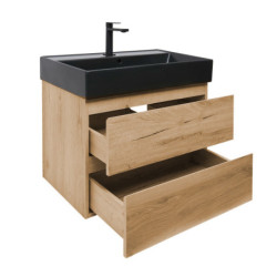 Koupelnová skříňka 2 zásuvková s umyvadlem SAT B-Way 79x50x45 cm dub mat BWAY280OAKU2B2B