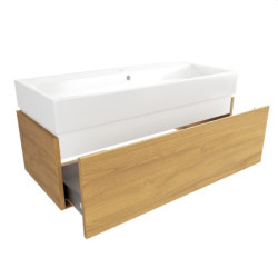 Koupelnová skříňka s umyvadlem SAT Feel 100x30x46 cm medový dub mat SATFEEL100DMU2
