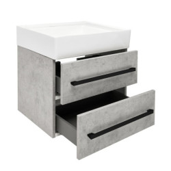 Koupelnová skříňka s umyvadlem a černou úchytkou SAT Cube Way 60x53x46 cm beton mat CUBE46C602BESATCW