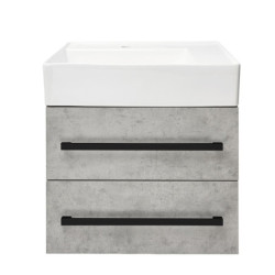 Koupelnová skříňka s umyvadlem a černou úchytkou SAT Cube Way 60x53x46 cm beton mat CUBE46C602BESATCW