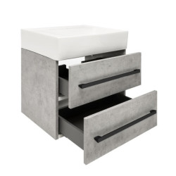 Koupelnová skříňka s umyvadlem a černou úchytkou SAT Cube Way 60x53x46 cm beton mat CUBE46C602BESATCWL