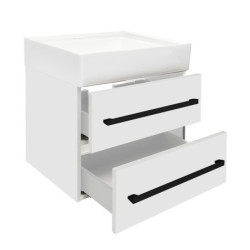 Koupelnová skříňka s umyvadlem a černou úchytkou SAT Cube Way 60x53x46 cm bílá lesk CUBE46C602BISATCW