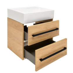 Koupelnová skříňka s umyvadlem a černou úchytkou SAT Cube Way 60x53x46 cm dub Hickory mat CUBE46C602DHSATCWL