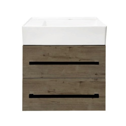 Koupelnová skříňka s umyvadlem a černou úchytkou SAT Cube Way 60x53x46 cm dub Wellington mat CUBE46C602DWSATCWL