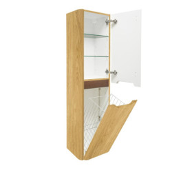 Koupelnová skříňka vysoká s košem na prádlo SAT Fusion 40x149x33 cm dub medový mat SATFUSIONV40DMK