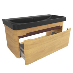 Koupelnová skříňka s umyvadlem SAT Fusion 97,5x43x45 cm dub medový mat SATFUSION100DMBKM