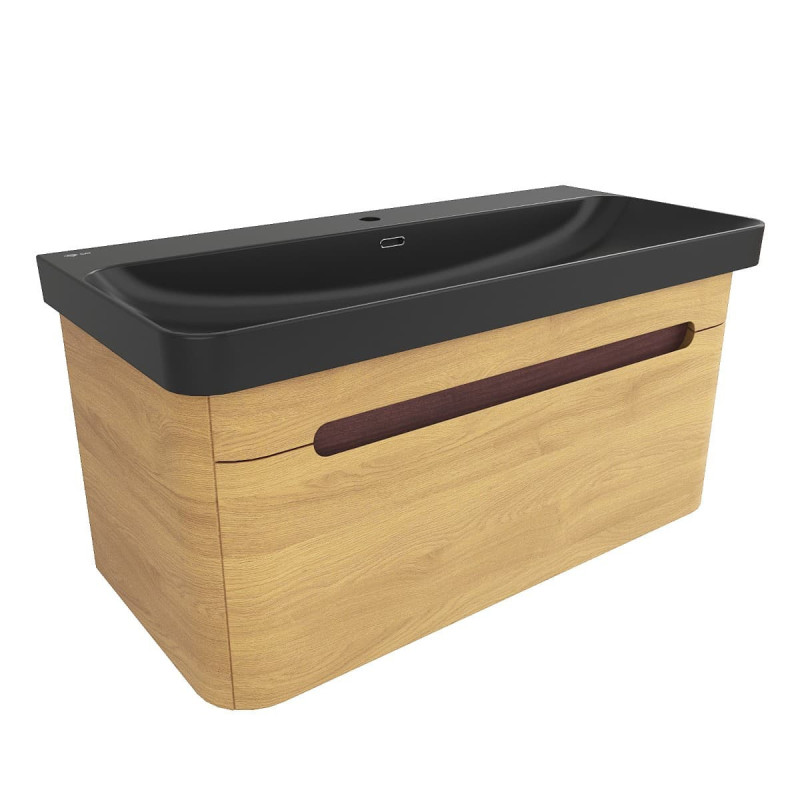 Koupelnová skříňka s umyvadlem SAT Fusion 97,5x43x45 cm dub medový mat SATFUSION100DMBKM