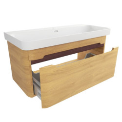 Koupelnová skříňka s umyvadlem SAT Fusion 97,5x43x45 cm dub medový mat SATFUSION100DMMW