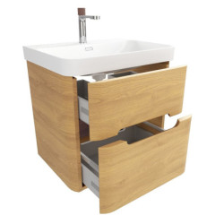 Koupelnová skříňka s umyvadlem SAT Fusion 57,5x53x45 cm dub medový mat SATFUSION260DMUBA