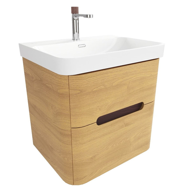 Koupelnová skříňka s umyvadlem SAT Fusion 57,5x53x45 cm dub medový mat SATFUSION260DMUBA