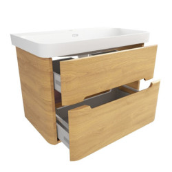 Koupelnová skříňka s umyvadlem SAT Fusion 77,5x53x45 cm dub medový mat SATFUSION280DMMW