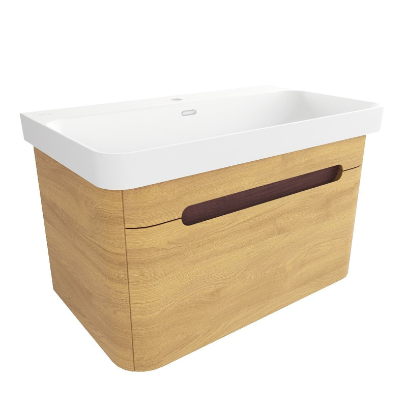 Koupelnová skříňka s umyvadlem SAT Fusion 77,5x43x45 cm dub medový mat SATFUSION80DMMW