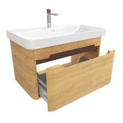 Koupelnová skříňka s umyvadlem SAT Fusion 77,5x43x45 cm dub medový mat SATFUSION80DMUBA
