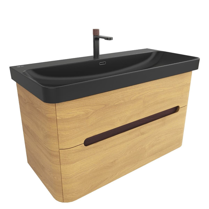 Koupelnová skříňka s umyvadlem SAT Fusion 97,5x53x45 cm dub medový mat SATFUS2100DMBKMB