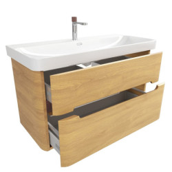 Koupelnová skříňka s umyvadlem SAT Fusion 97,5x53x45 cm dub medový mat SATFUSION2100DMUBA