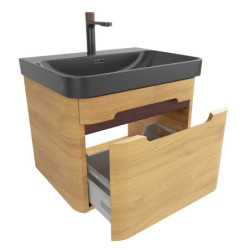 Koupelnová skříňka s umyvadlem SAT Fusion 57,5x43x45 cm dub medový mat SATFUSION60DMBKMBA