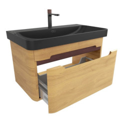 Koupelnová skříňka s umyvadlem SAT Fusion 77,5x43x45 cm dub medový mat SATFUSION80DMBKMBA