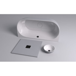 Volně stojící vana Polysan Pagoda 170x85 cm litý mramor levá i pravá bílá/šedá matná 72976.32