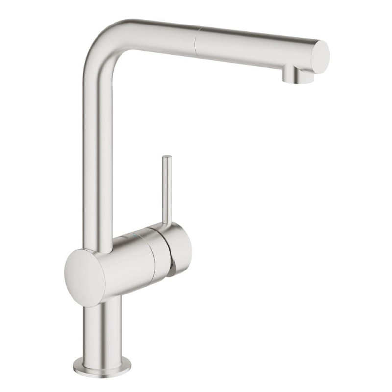 Dřezová baterie GROHE Minta s vytahovací sprškou supersteel 32168DC0
