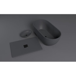 Umyvadlo na desku Polysan Banera 60x40 cm antracit mat bez přepadu 14397.51