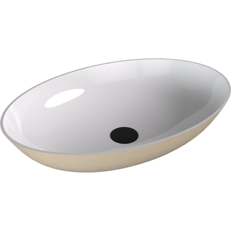 Umyvadlo na desku Polysan Banera 60x40 cm bílá/béžová mat bez přepadu 14397.82