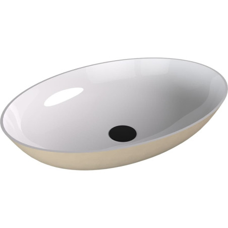 Umyvadlo na desku Polysan Banera 60x40 cm bílá/béžová mat bez přepadu 14397.82